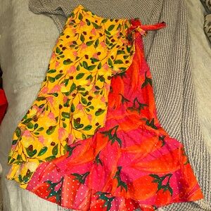 Farm Rio Vibrant Fruit Print Wrap Skirt